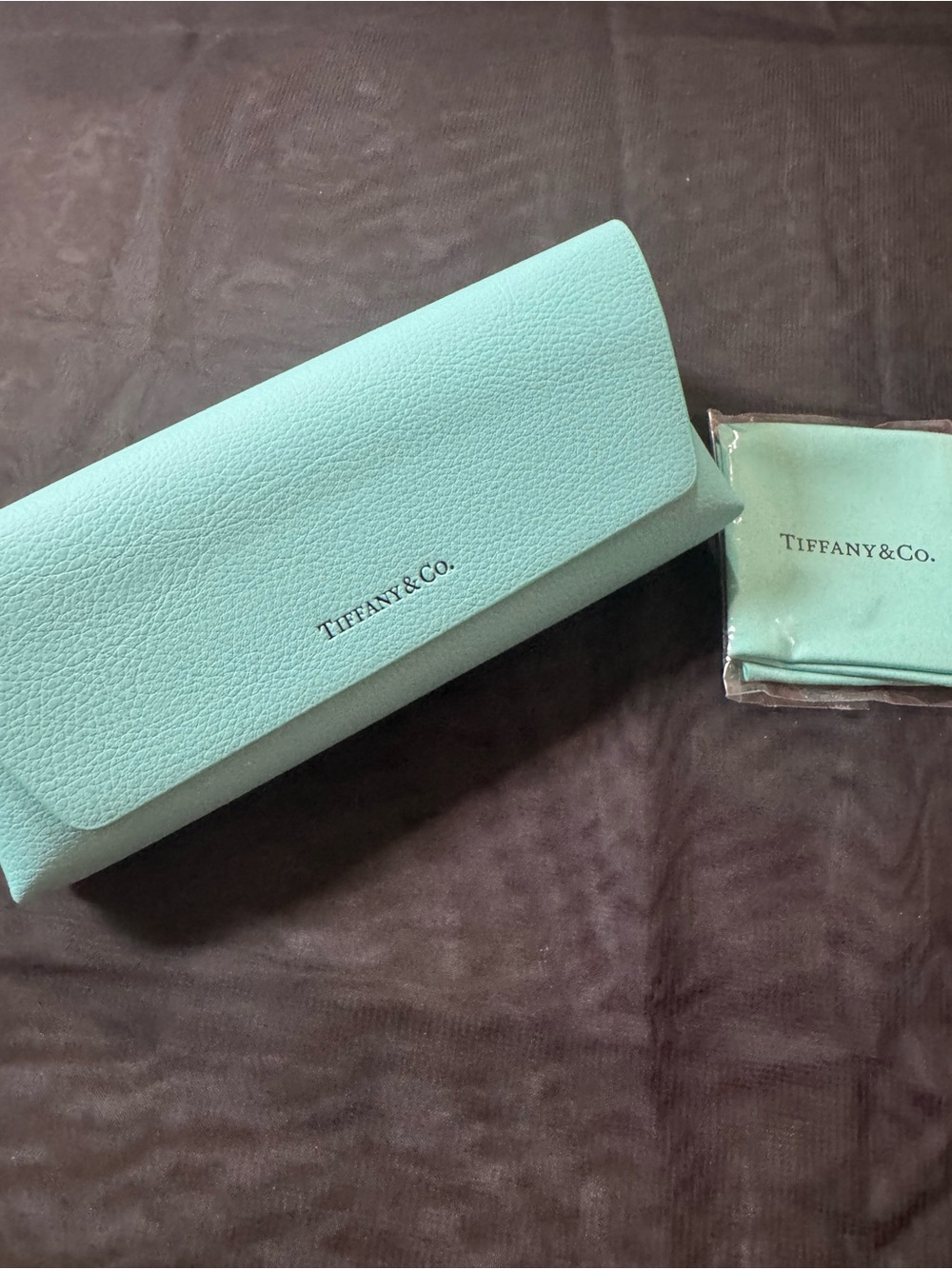 Tiffany & Co. 💯% Authentic Pebbled Signature Blue-Green eyewear case with cloth